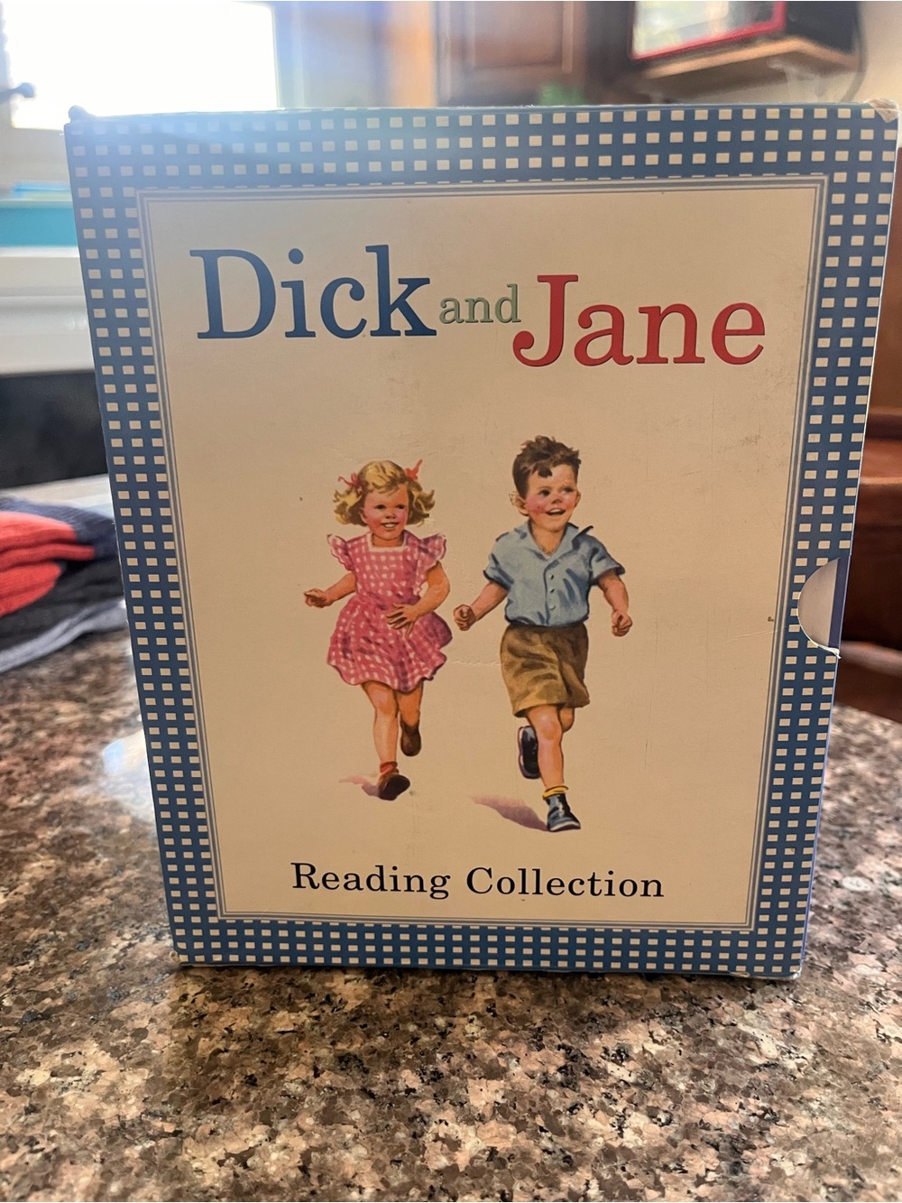 Dick and Jane Reading 12 Book Collection Decorative Book Box - Blue & White